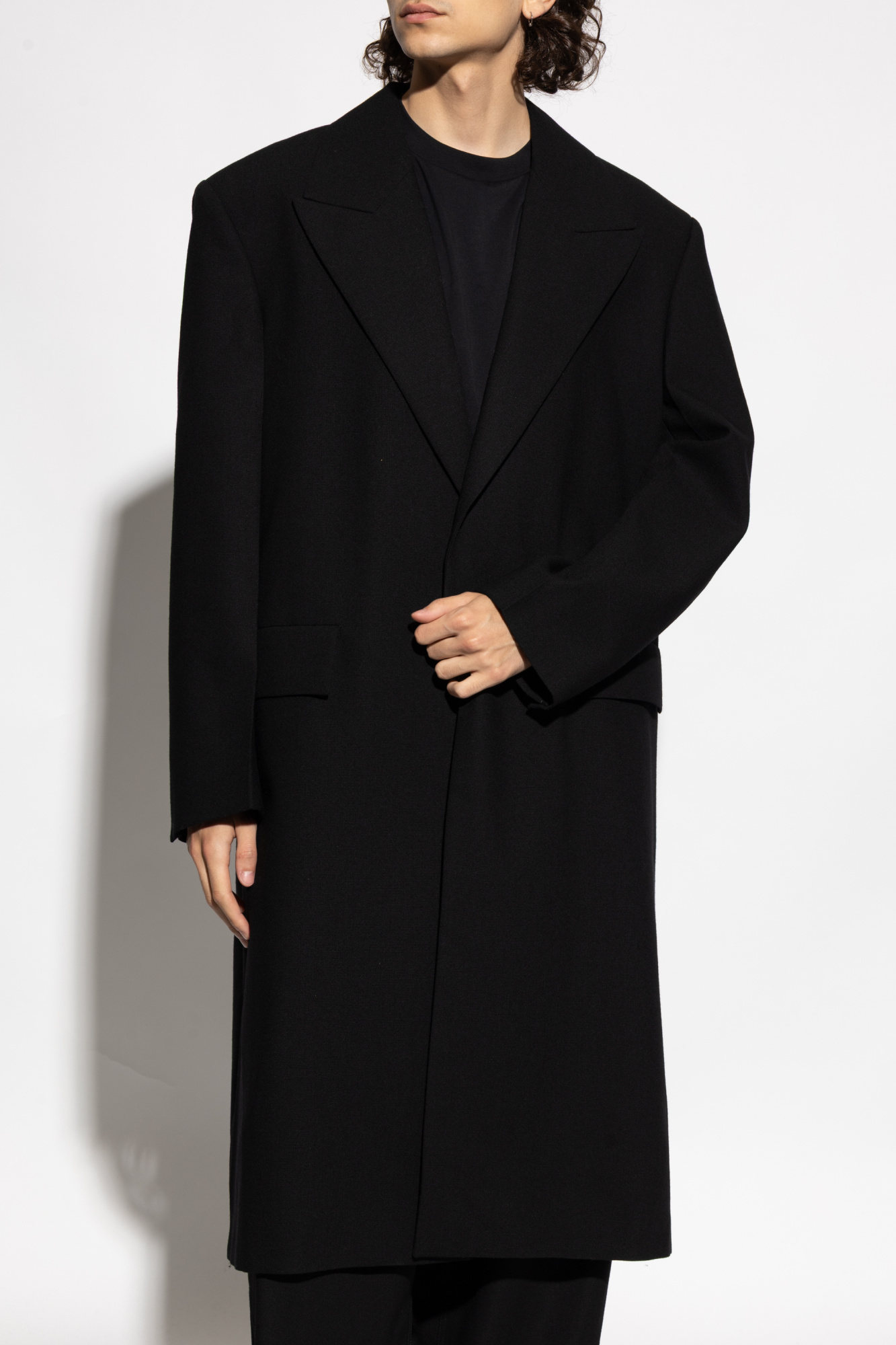 コート JIL SANDER Black Wool Blend Coat Jil Sander Double Splittable Wool Coat in Black | Santa Fe